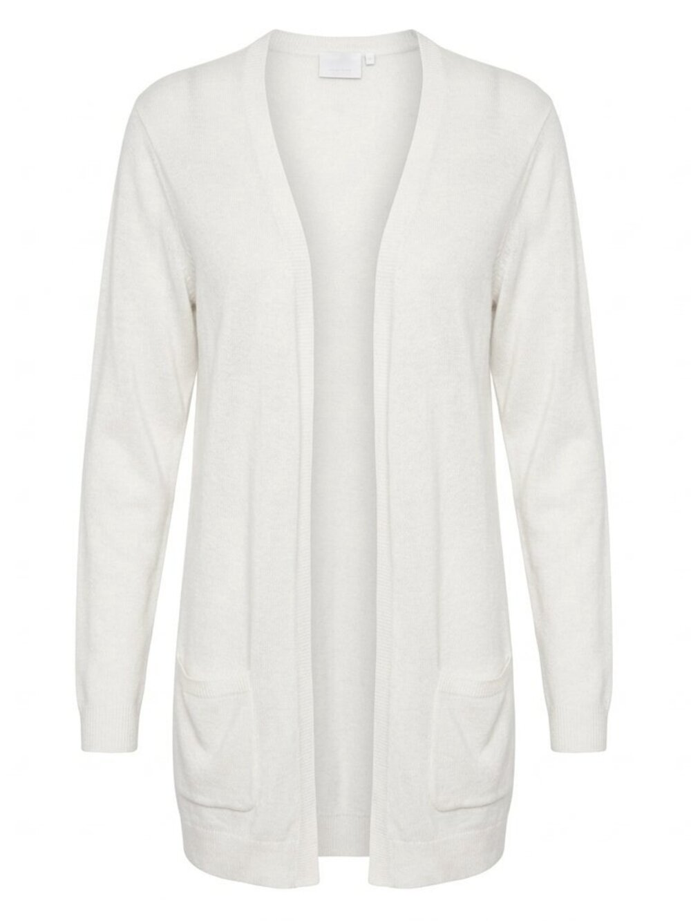 Kaffe Fine Knit Lightweight Long Sandra Cardigan In Cream White